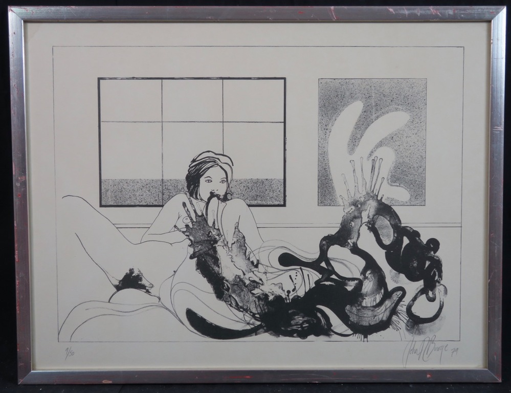 John R. Burge: Litho, Z.T. - Ingelijst kopen? Bied vanaf 1!