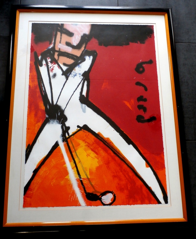 Herman Brood - grote ingelijste zeefdruk: Golfer - 1998 kopen? Bied vanaf 495!