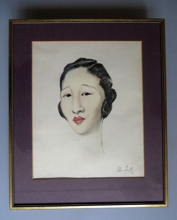 Chineesche Grande dame - grafiek naar aquarel Olive SNELL (1888-1962)- ingelijst kopen? Bied vanaf 1!