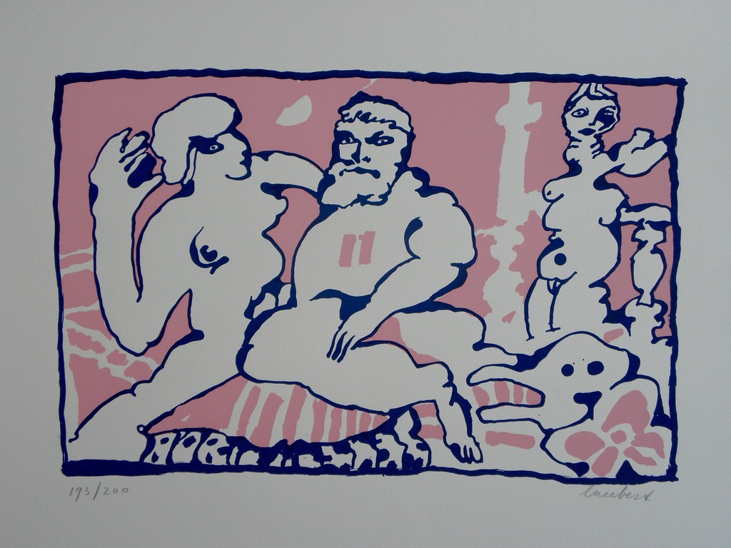Lucebert - 'Die Olympiker' - Zeefdruk in kleur - Gesigneerd  en genummerd - 1971 verkocht voor € 250!