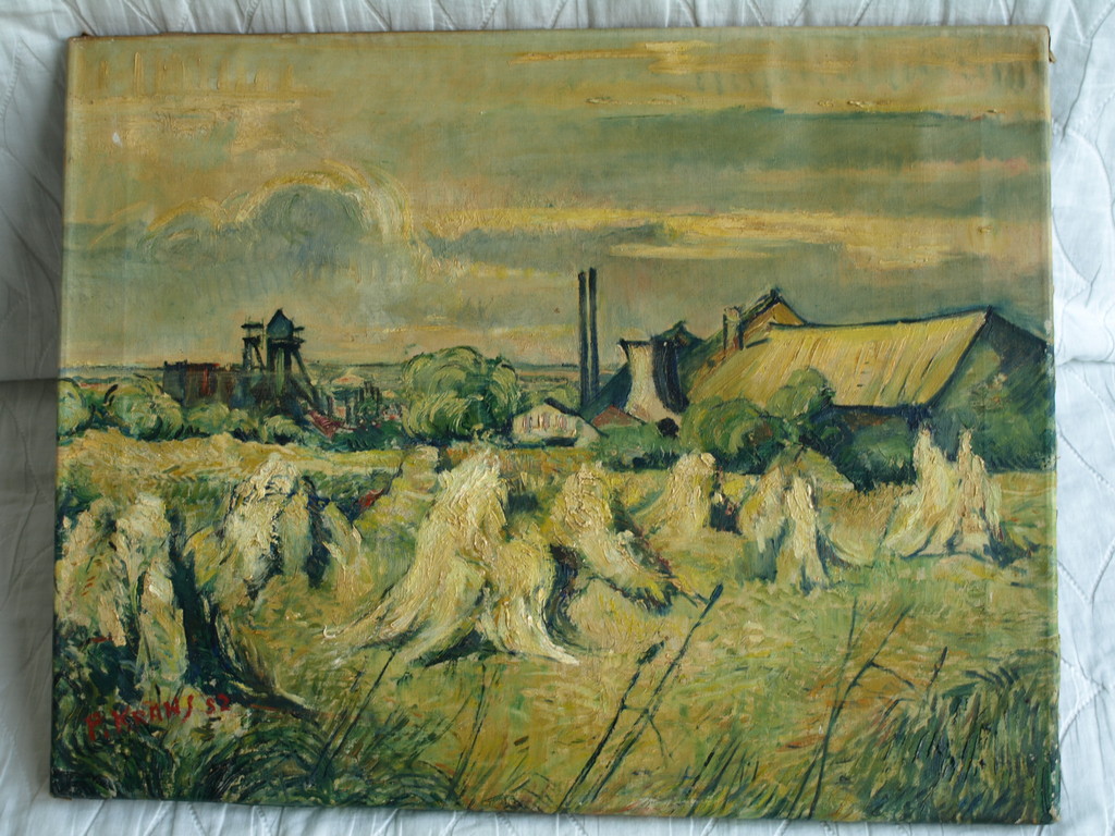 Onbekende kunstenaar : Olieverf op doek - Boerenlandschap – 1952  kopen? Bied vanaf 1!