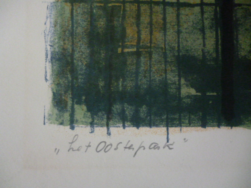 Jeanne Bieruma Oosting - kleurenlitho - Het Oosterpark kopen? Bied vanaf 125!