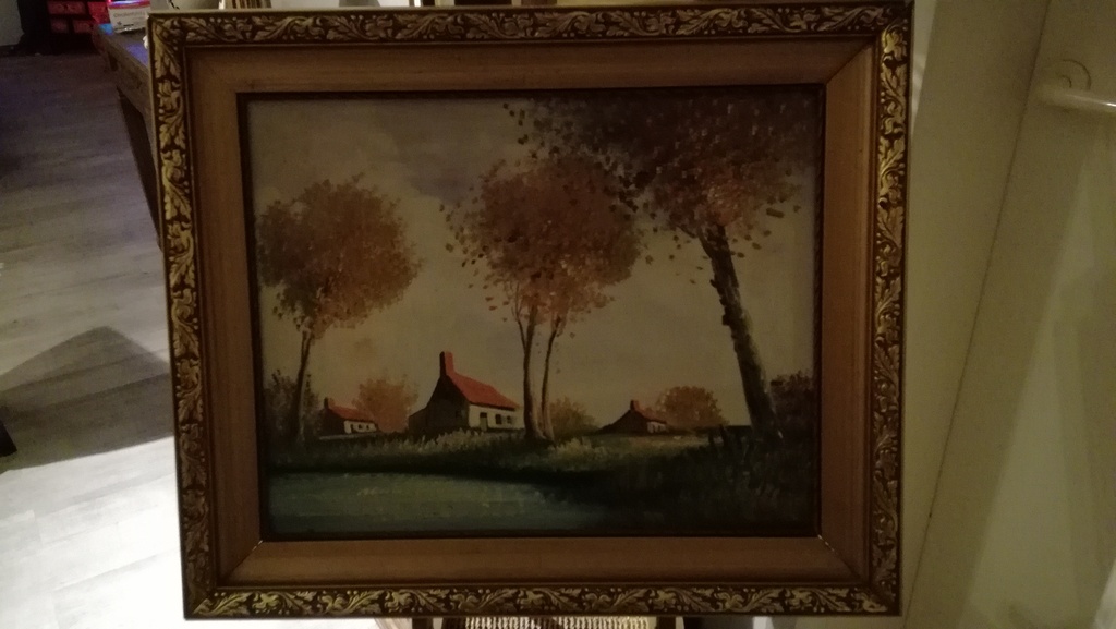 Onbekend kunstenaar, Olieverf op doek, Hoeve landschap kopen? Bied vanaf 1!