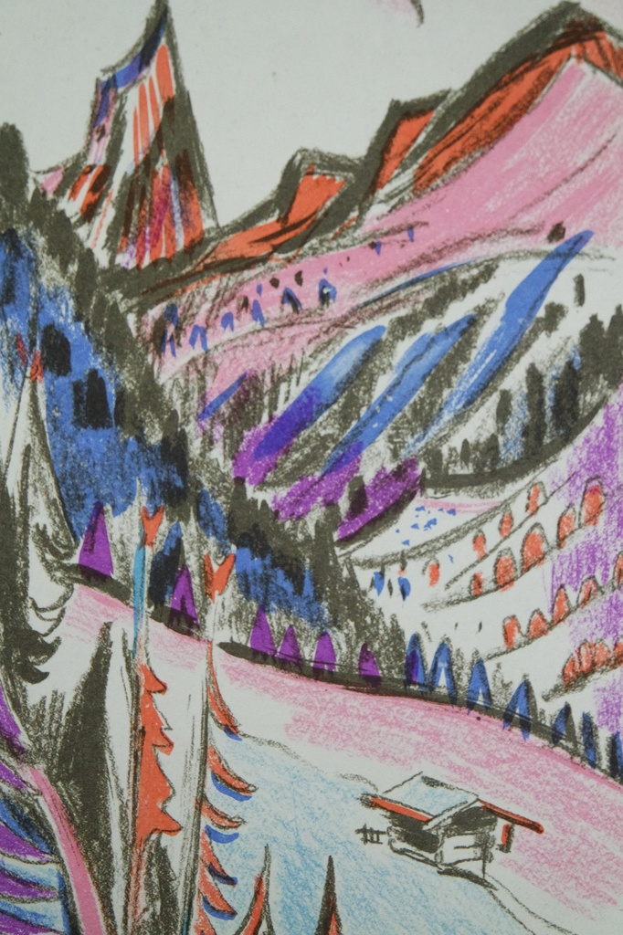 Jan Wiegers (1893-1959) - Oprichter De Ploeg - kleurenlitho - Zwitsers landschap kopen? Bied vanaf 195!