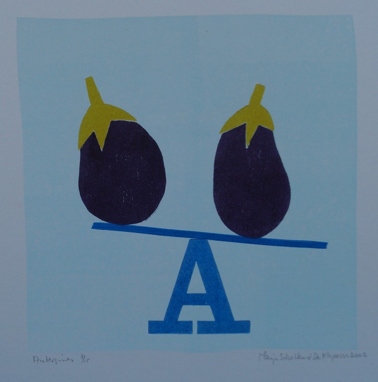 Marja Scholtens - gesigneerde houtsnede - Aubergines kopen? Bied vanaf 10!