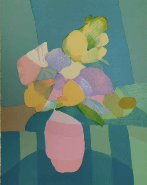 Freddy Defossez - Kleurenlitho - Vase mauve verkocht voor € 35!