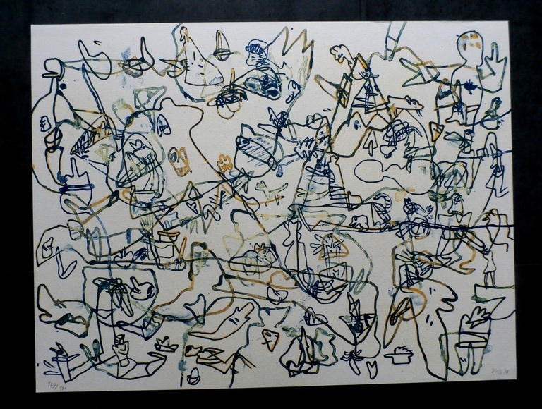  Jan Voss -  Kleuren Litho - compositie met lijnen - 1978 kopen? Bied vanaf 60!