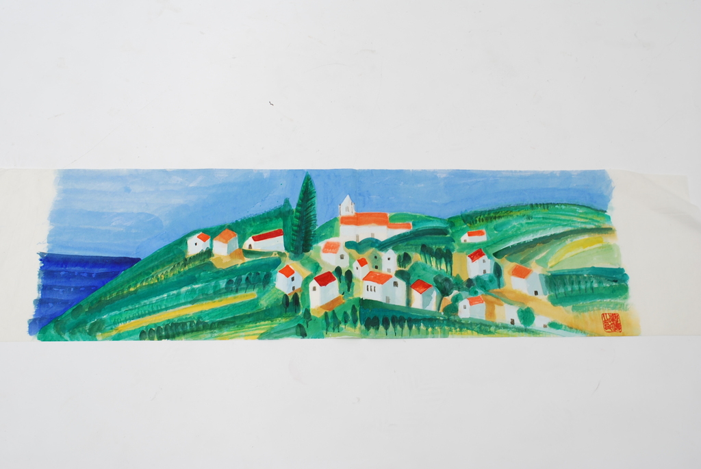 ERNST VIJLBRIEF (1934-2010) landschap, aquarel op rijstpapier. kopen? Bied vanaf 1!