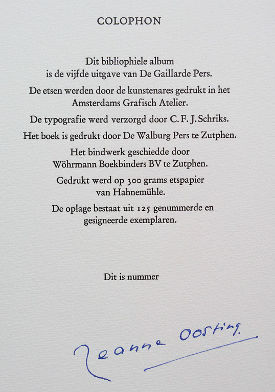 Jeanne Bieruma Oosting - Fleurs du mal, handgesigneerd album met 12 etsen kopen? Bied vanaf 295!