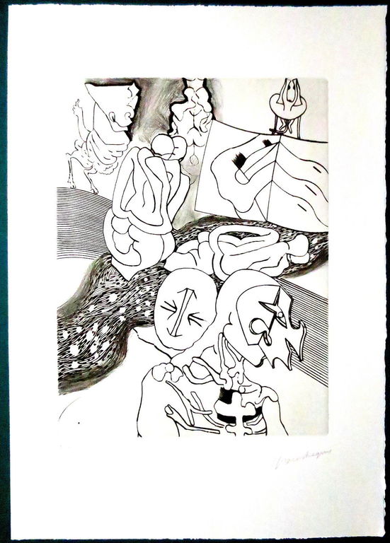 Jean Ipousteguy, ets, handgenummerd en gesigneerd! verkocht voor € 45!