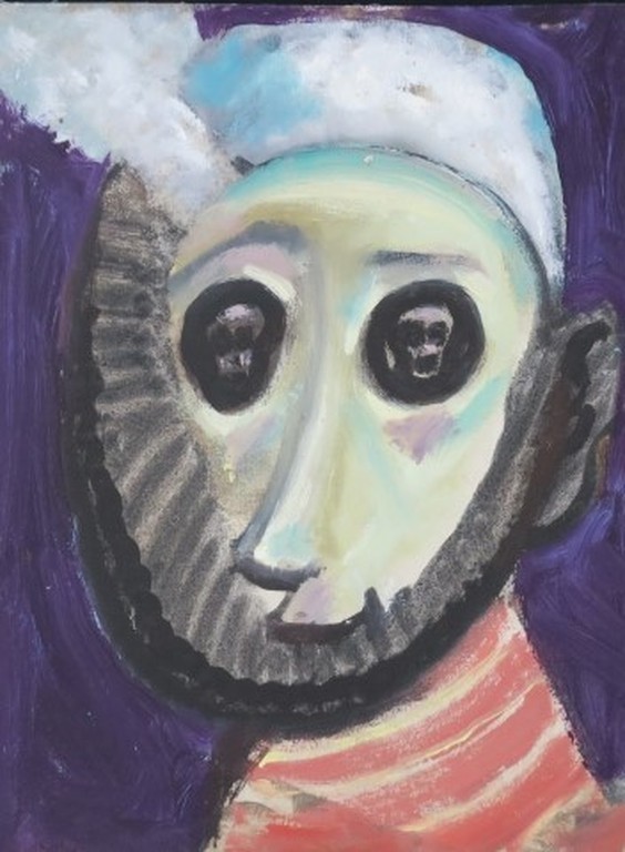 Rene Brouns: Olieverf op doek, Kop met doodshoofdogen kopen? Bied vanaf 20!