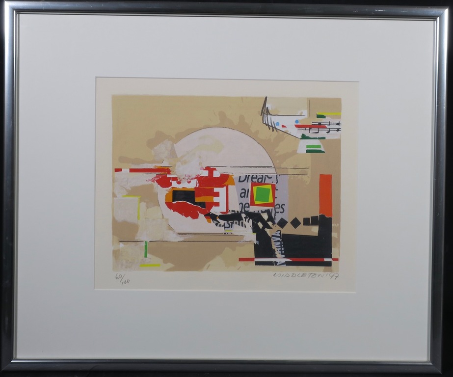 Sam Middleton: Zeefdruk, Composition I - Ingelijst verkocht voor € 40!