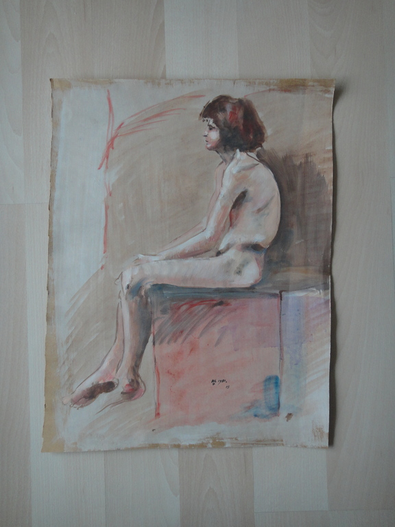 Hollandse school, aquarel, portret van naakt kopen? Bied vanaf 1!