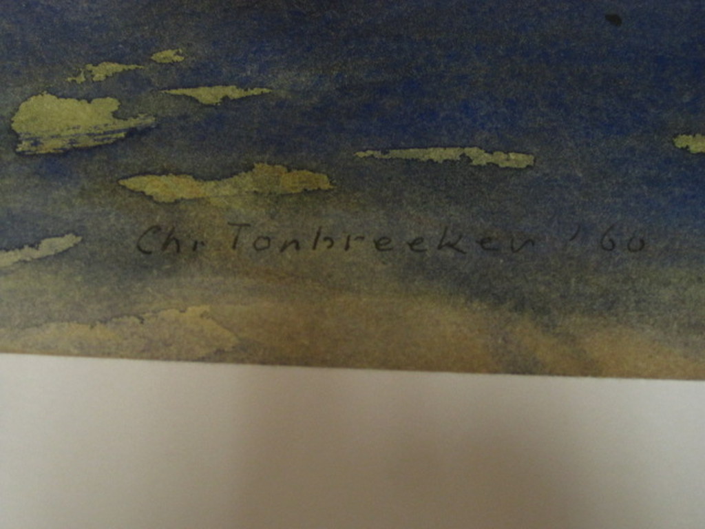 sfeervolle aquarel "boten op strand bij avond" gesigneerd Chris Tonbreeker (1927 kopen? Bied vanaf 1!