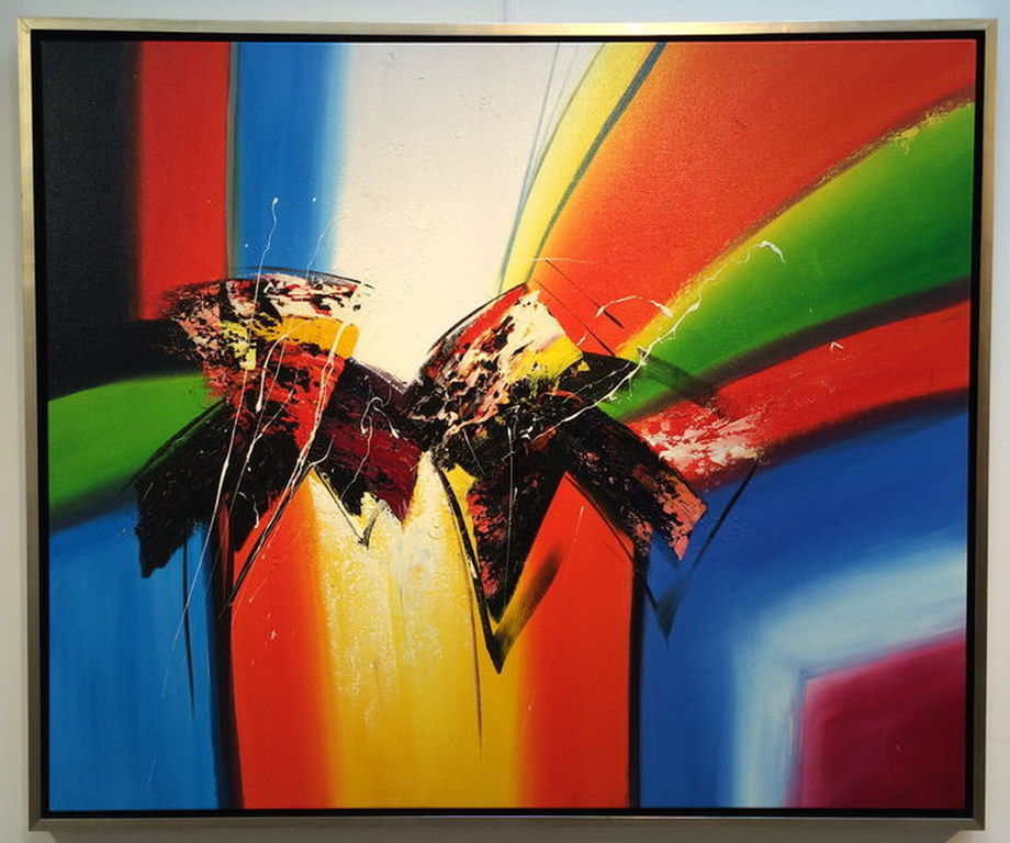 LEE COLE(1954  Schilderij  ABSTRACT  olieverf op doek en houten frame  INGELIJST kopen? Bied vanaf 325!