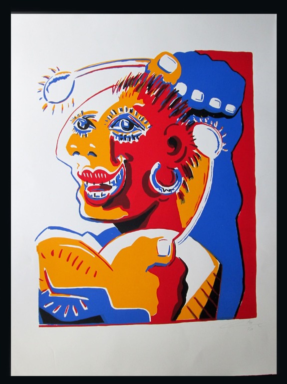 Volker LAUE -Der Trommler - kleurzeefdruk uit 1989 , oplage 99 , handgesigneerd kopen? Bied vanaf 1!