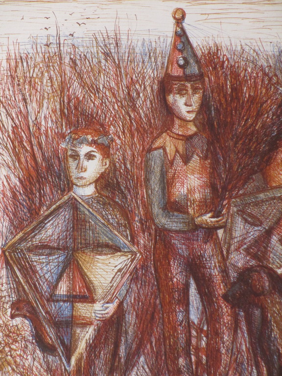Kees Andrea - Kees Andrea, Drie jongens en een hond, Kleurenlitho kopen? Bied vanaf 30!