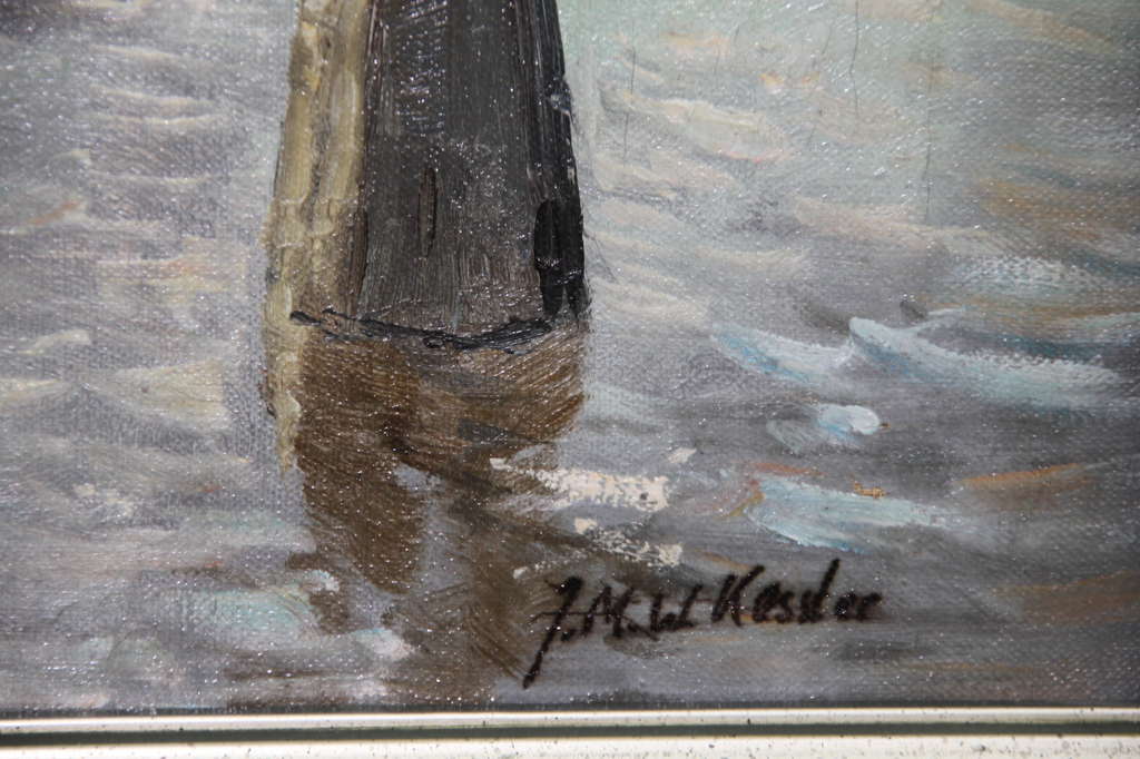 J.M.W. Kessler: schilderij op doek, haven Amsterdam kopen? Bied vanaf 100!