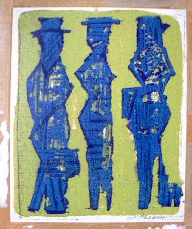 Jaap Kraanen: monotype, drie figuren  verkocht voor € 40!
