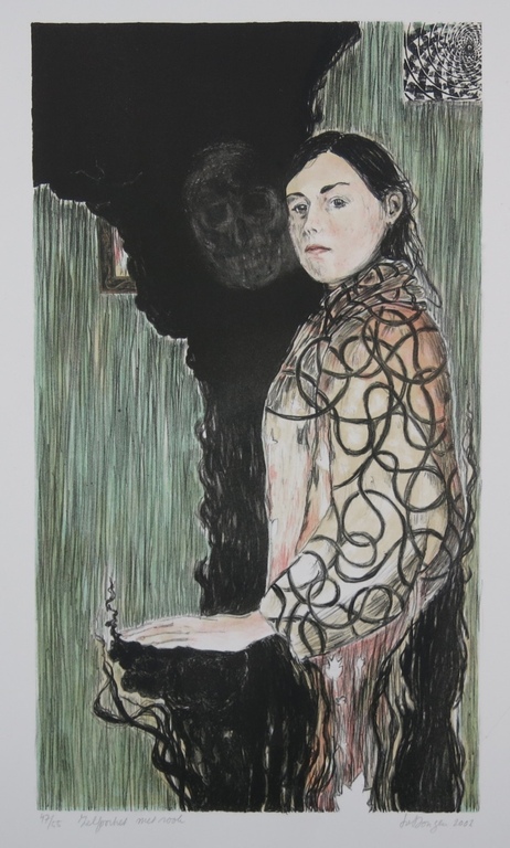 Iris van Dongen: Litho, Zelfportret met rook kopen? Bied vanaf 50!