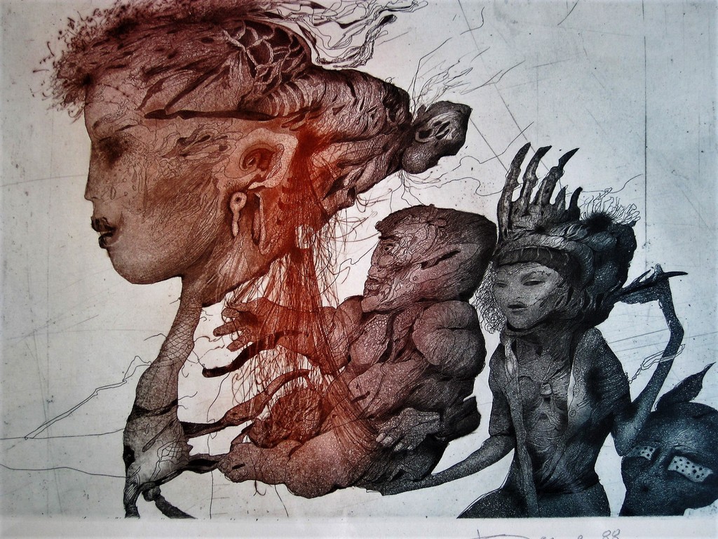 Meesterlijk Grafisch werk van de Tsjechisch surrealist Karel Demel (1942) kopen? Bied vanaf 1!