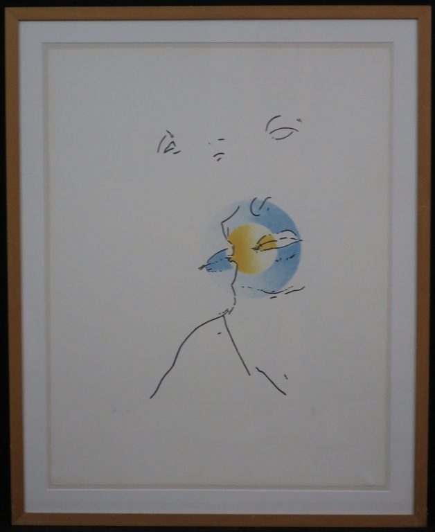 Jaap Hillenius: Litho, Zonder titel (3KL) -Ingelijst verkocht voor € 35!