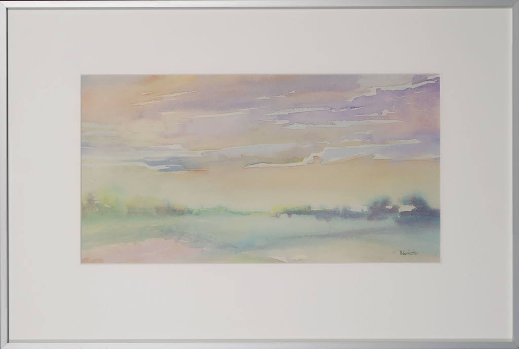 Theo Blankestijn: Aquarel, Avondrood - Ingelijst kopen? Bied vanaf 20!
