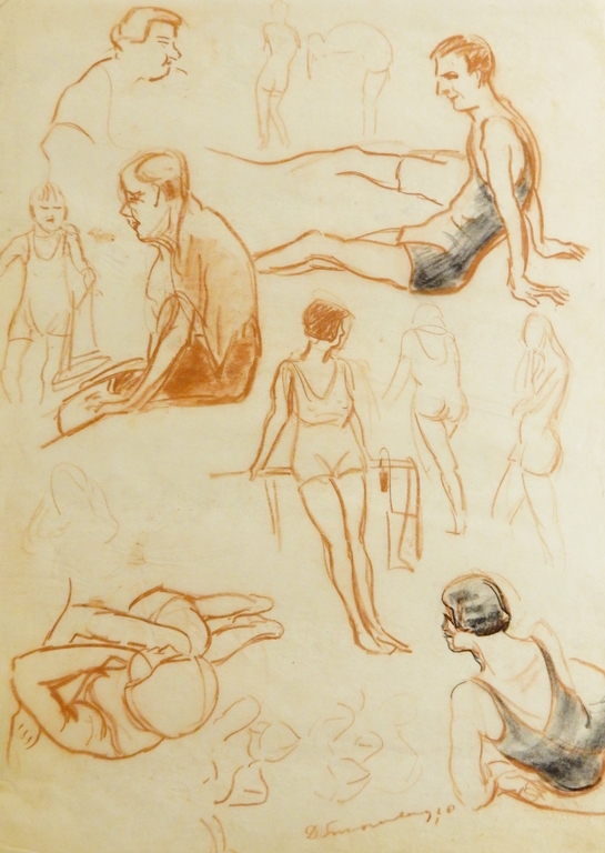 Dirk Smorenberg (1883-1960) - Roodkrijt - Badgasten Loosdrechtse Plassen - 1928 kopen? Bied vanaf 1!