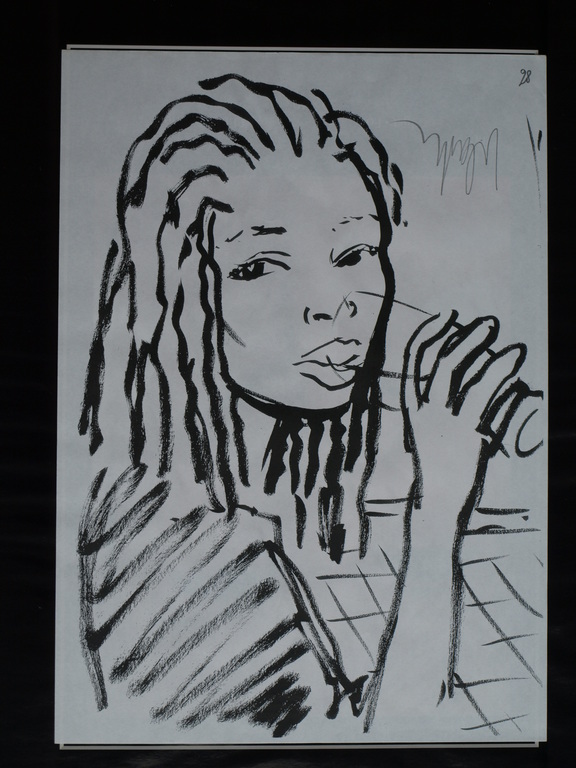 Peter Klashorst : Tekening / schets – Drinkende vrouw – gesigneerd  kopen? Bied vanaf 1!