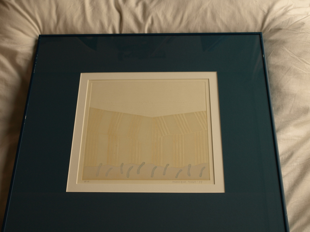 Monique Suys : Zeefdruk – Landschap I – Ingelijst – 1977 – oplage 10 ex. kopen? Bied vanaf 1!