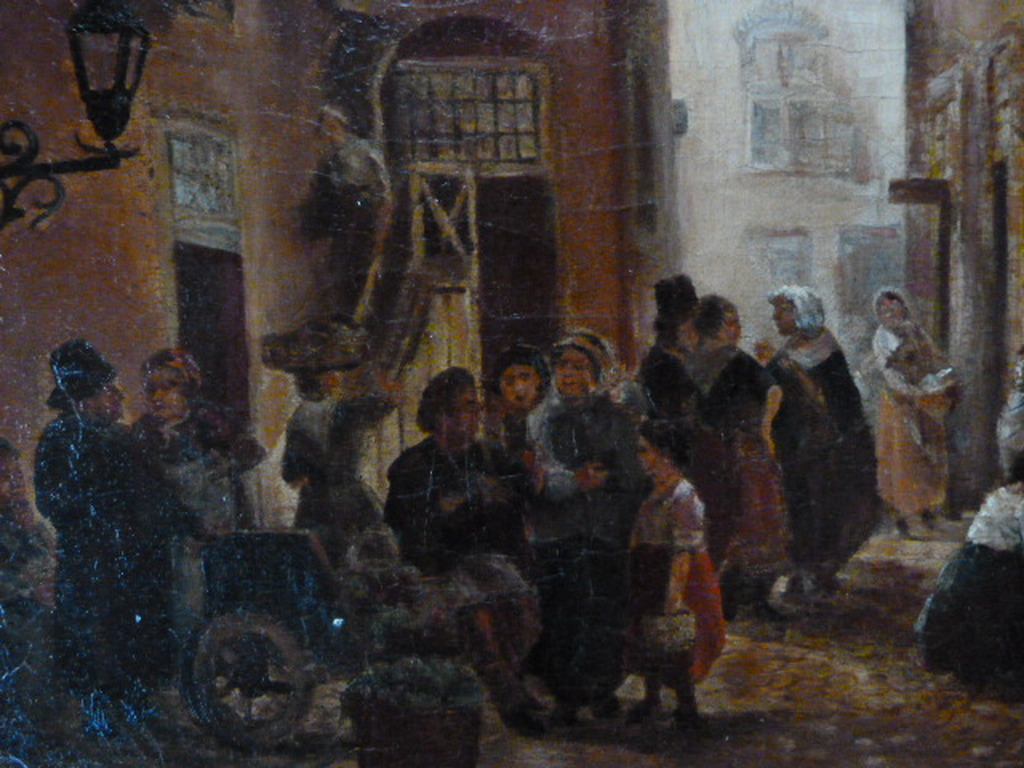 Onbekend ( 20e eeuw ) - olieverf - dorpsgezicht met vele personen. kopen? Bied vanaf 1!