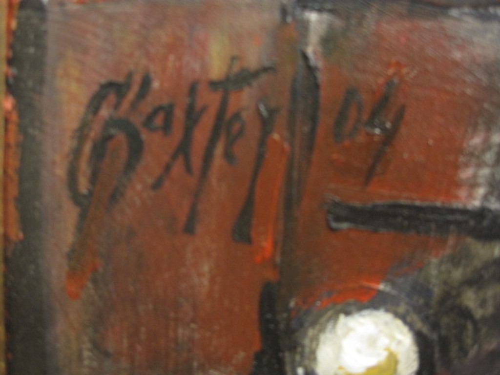 Boeiend olieverf "Cafe interieur met personen" gesigneerd Baxter  kopen? Bied vanaf 1!