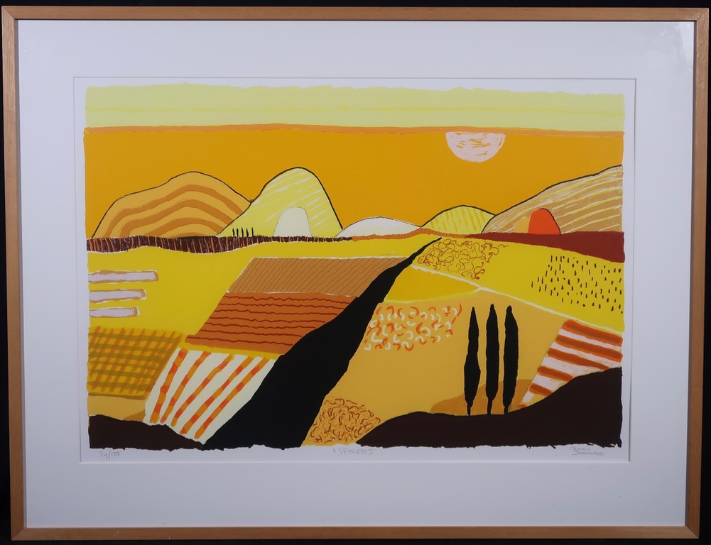 Ronald Boonacker: Zeefdruk, Spoleto I - Ingelijst (groot) verkocht voor € 60!