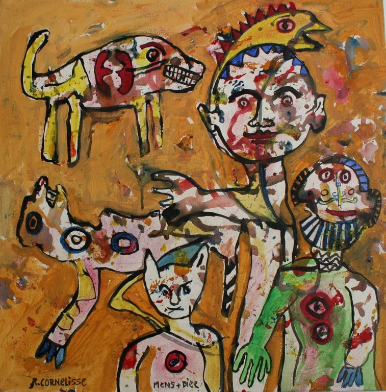 Ruud Cornelisse - Acrylverf op doek - Mens en dier kopen? Bied vanaf 80!