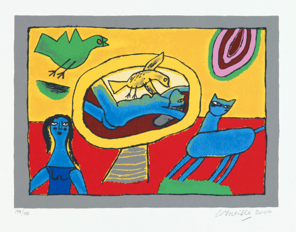 Corneille: Zeefdruk, Femmes et chat en liberte verkocht voor € 145!