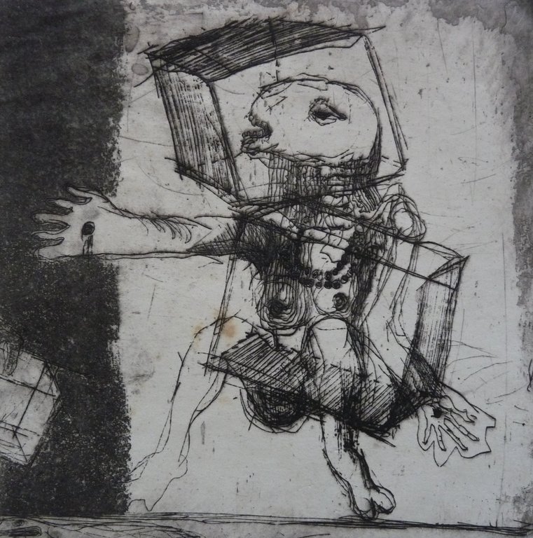 Pieter Zwaanswijk, ets, vrouw in blokken kopen? Bied vanaf 1!