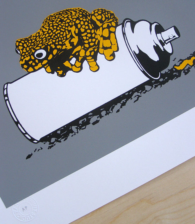 Alex Zanda, "Frog on a spray can", gesigneerde zeefdruk, Artist's Proof, 2014. kopen? Bied vanaf 105!