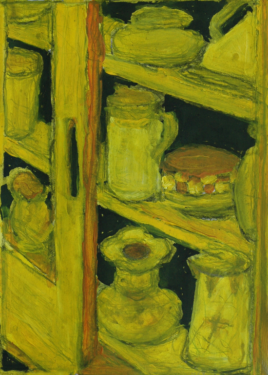 Hans Ebeling Koning: verf en potlood op papier, de kast verkocht voor € 55!