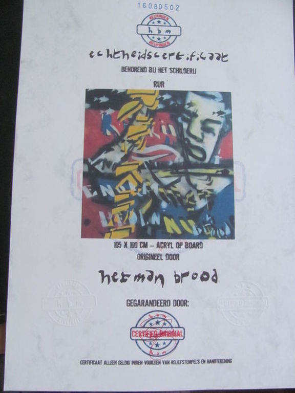 Herman Brood schilderij - RUR - 105 x 100 cm + HBM certificaat  kopen? Bied vanaf 2900!