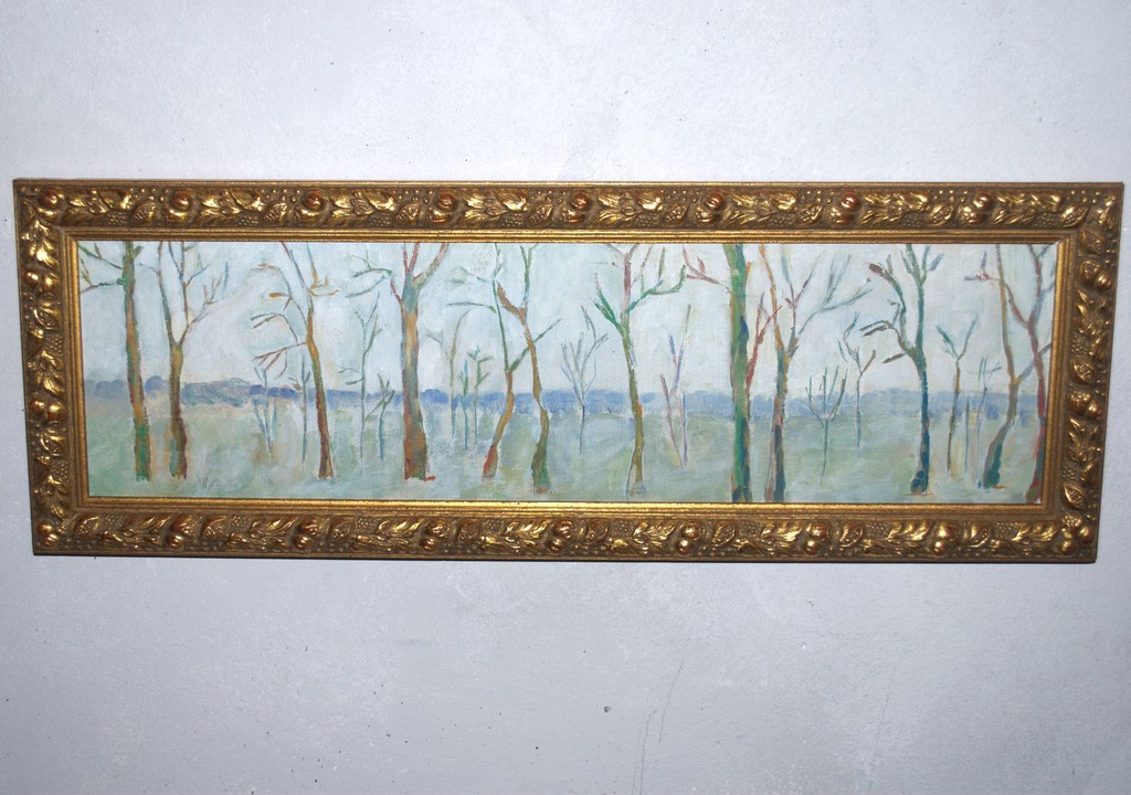 Bomen met duinen in de verte - olieverf op een paneel verkocht voor € 45!