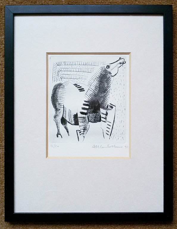 Kubistisch-achtig paard, ets (ingelijst) kopen? Bied vanaf 30!