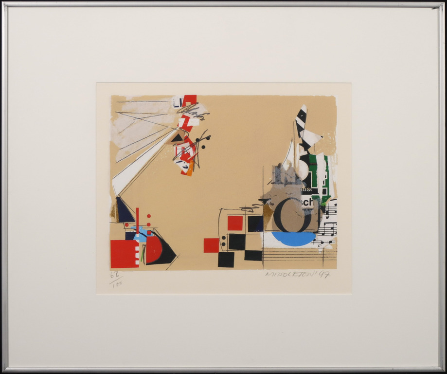 Sam Middleton: Zeefdruk, Composition II - Ingelijst verkocht voor € 40!