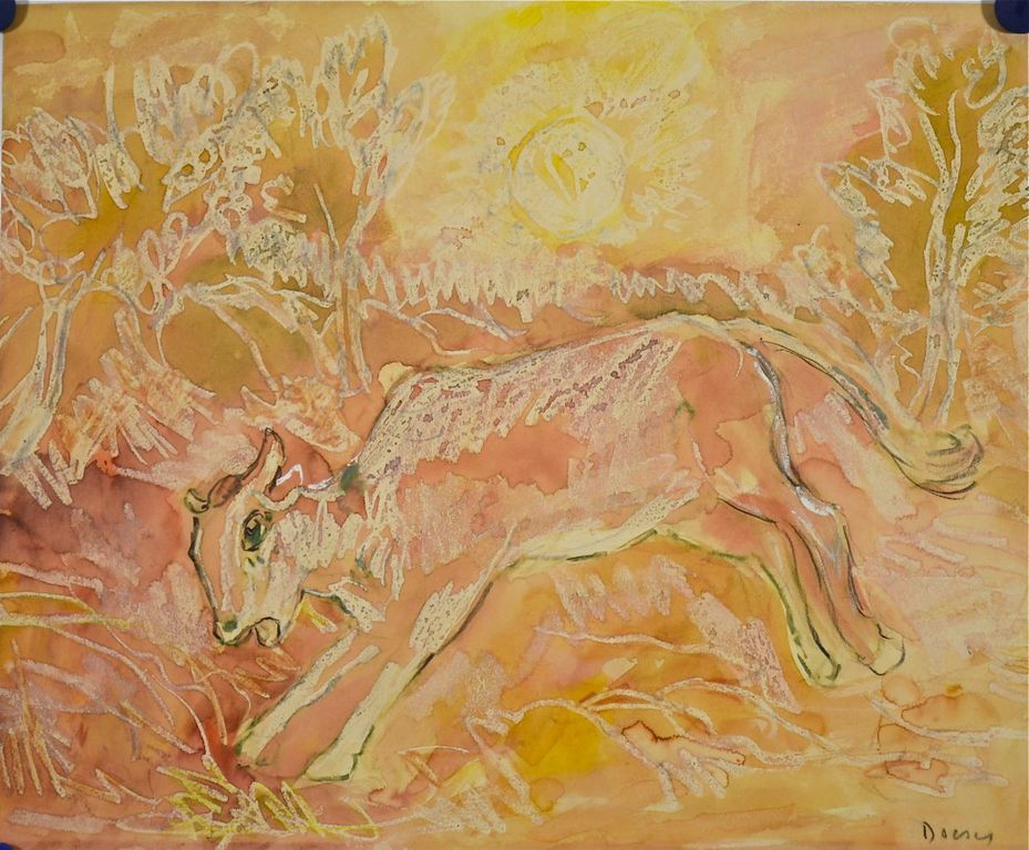 Jacobus Doeser: Aquarel. Koe kopen? Bied vanaf 70!