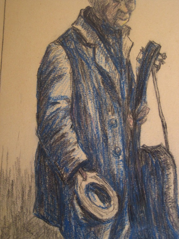 Interessante ca. 1920 aquarel/pastel  "Straatmuzikant met gitaar" gesigneerd kopen? Bied vanaf 1!