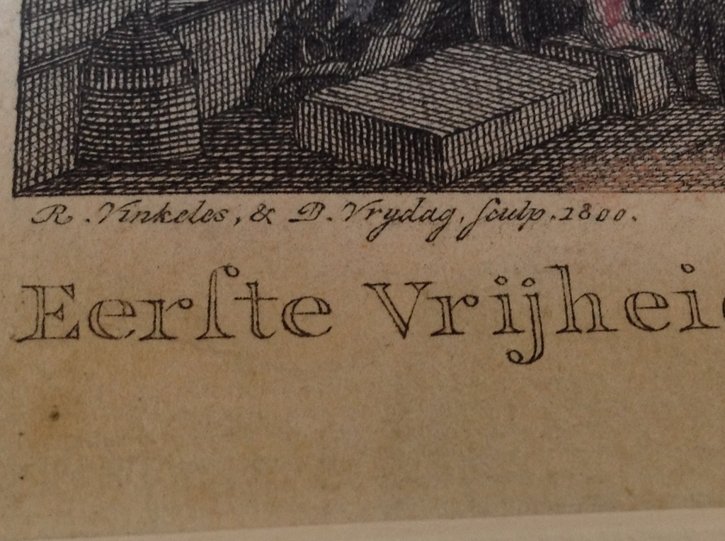 Reinier Vinkeles en Daniel Vrijdag: ingekleurde ets/grafiek, 'Vrijheidsfeest' kopen? Bied vanaf 30!