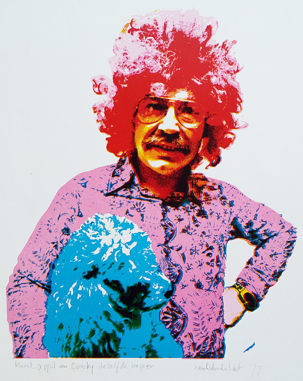 Henk van der Vet - Karel Appel en Coocky dezelfde kapper, zeefdruk verkocht voor € 65!