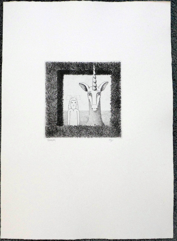 Dolf Zwerver, ets, Eenhoorn kopen? Bied vanaf 75!