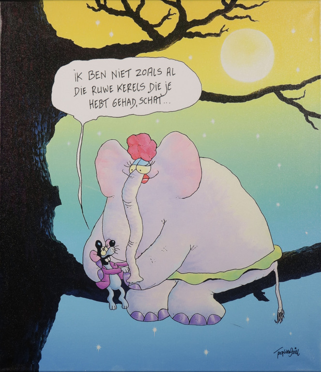 Toon van Driel: Giclee op doek, Olifant kopen? Bied vanaf 35!