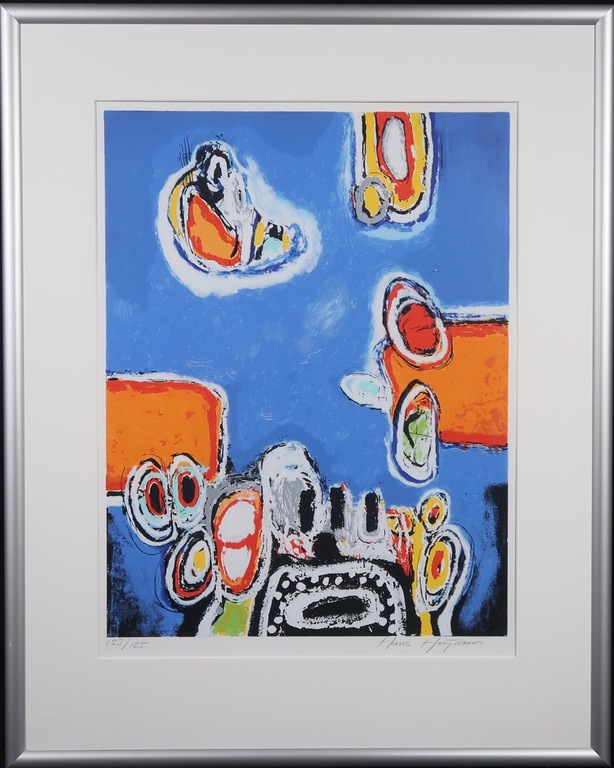 Hans Heijman: Zeefdruk, Droomlandschap - Ingelijst verkocht voor € 35!