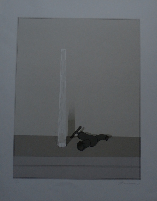 Jeroen Henneman - zeefdruk: kraan en waterstraal - gesigneerd - 1973 verkocht voor € 55!